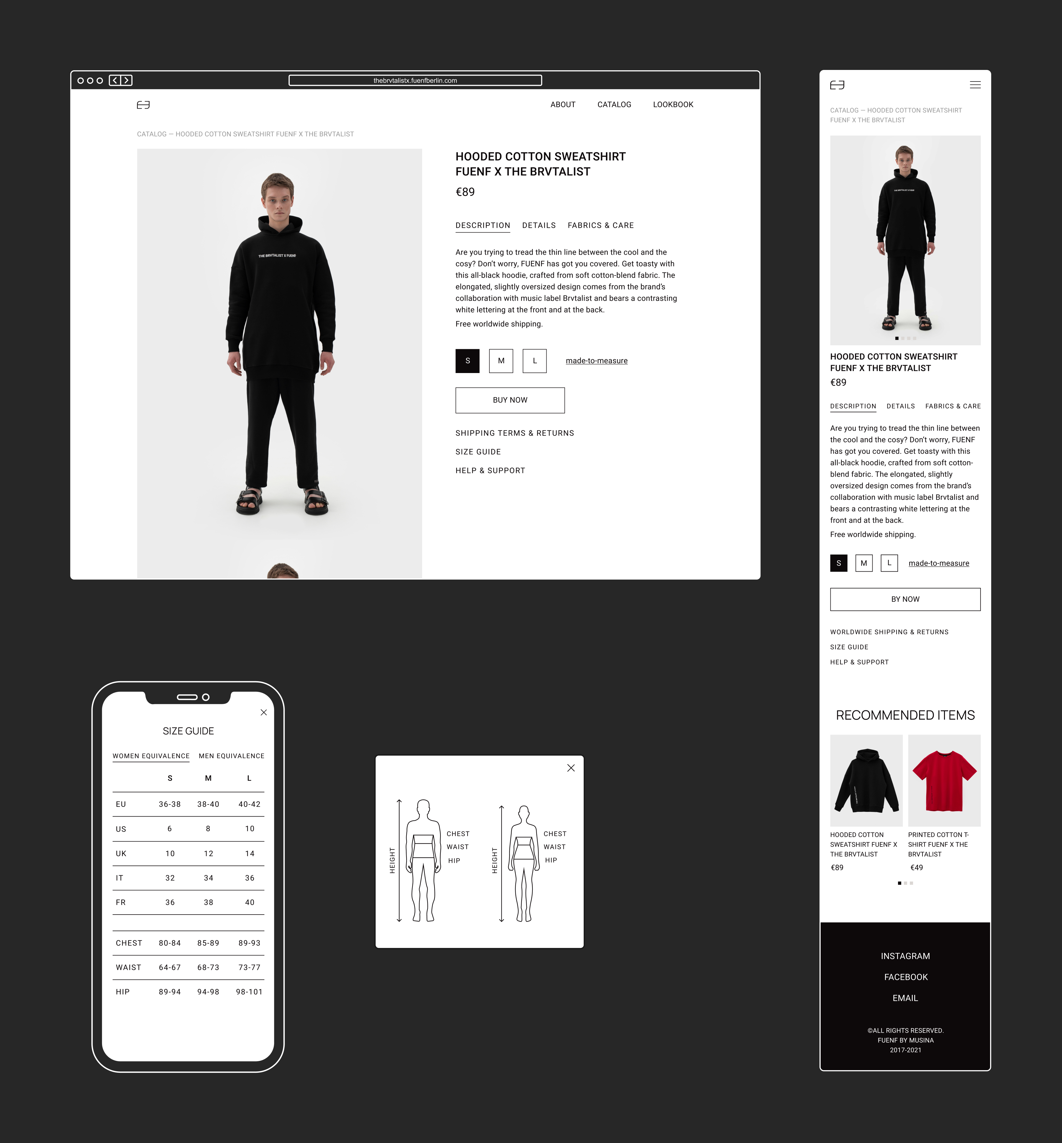 Mobile and desktop product card page examples